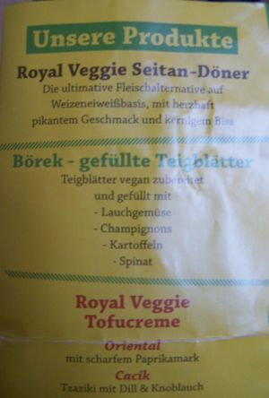 Partial 2014 menu at Royal Kebabhaus in Munich