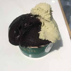 Chocolate and pistachio  at Gelateria Della Palma in Rome