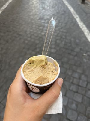Are half before remembering to take a pic 😵‍💫  at Gelateria Della Palma in Rome