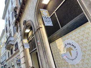 outside at Gelateria Della Palma in Rome