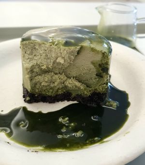Forest Cheesecake with matcha sauce - inside at Yun Teehaus in Seoul