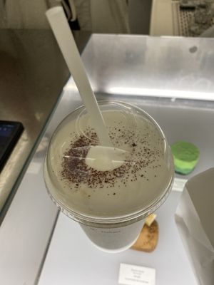 Lavender latte!!  at Yun Teehaus in Seoul