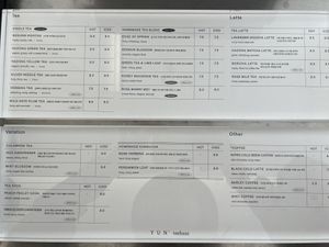 Drinks menu  at Yun Teehaus in Seoul
