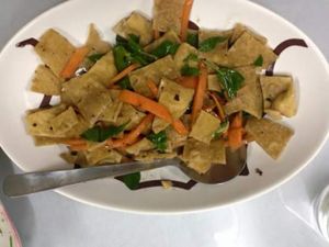 tofu with basil at Reunion Cafe in Vientiane