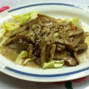 Mock duck with peanut sauce (30,000 kip) at Reunion Cafe in Vientiane