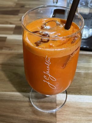 Carrot juice, 30,000 kip  at Reunion Cafe in Vientiane
