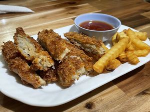 Crispy fried chicken, 45,000 kip  at Reunion Cafe in Vientiane