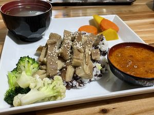 Duck rice with sauce, 70,000 kip  at Reunion Cafe in Vientiane