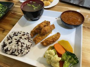 Crispy chicken rice, 70,000 kip  at Reunion Cafe in Vientiane