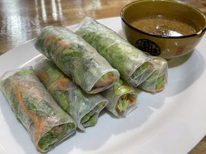 Vegetable spring rolls, 40,000 kip  at Reunion Cafe in Vientiane