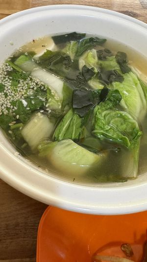 Seaweed tofu soupp #Veganuary at Reunion Cafe in Vientiane