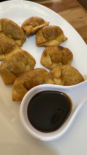 Fried curry puffs #Veganuary at Reunion Cafe in Vientiane