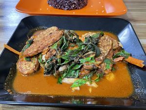 Stir-fried tempeh 3 flavors, 55,000 kip  at Reunion Cafe in Vientiane