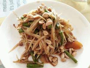 Papaya Salad - only 10000 kip! at Reunion Cafe in Vientiane