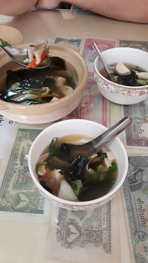 Seaweed and tofu soup at Reunion Cafe in Vientiane