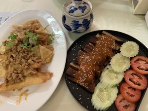 Crispy duck and wontons  at Reunion Cafe in Vientiane