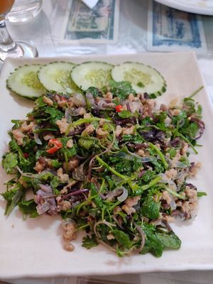 Larb pork at Reunion Cafe in Vientiane