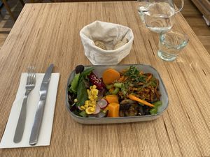 Vegan salad, vegetables, and tofu noodles  at Cofftea in Paris