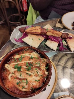 Aubergine in front, skewer in the back at Ambiente Tapas - Goodramgate in York