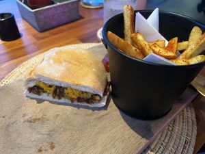 Pulled pork Sandwich made from mushrooms, you could of fooled me, very tasty!  at Foxtrot Bistro in Koh Samui