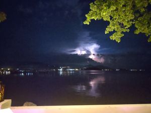 Lightning ⚡ above the water view at Foxtrot Bistro in Koh Samui