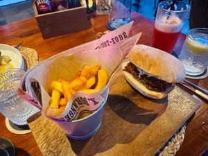 Vegan burger. at Foxtrot Bistro in Koh Samui