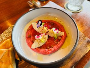 Beet hummus at Foxtrot Bistro in Koh Samui