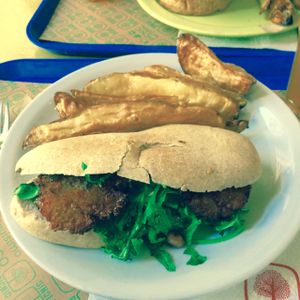 falafel sandwich with fries at Picnic in Buenos Aires