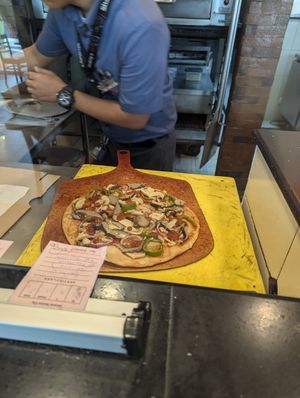 Veggie pizza with three drops of pizza sause at Shakey's in General Santos