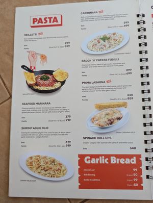 Menu at Shakey's in General Santos