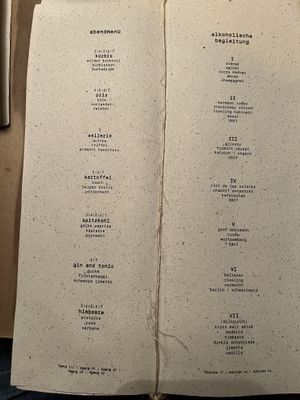 Menu  at Kopps in Berlin