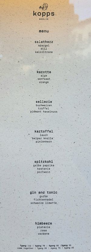 Menu (August 2023) at Kopps in Berlin