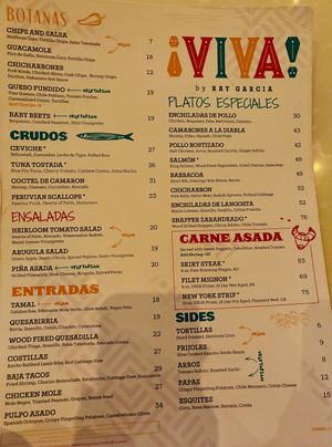 Menu  at VIVA! by Ray Garcia  in Las Vegas