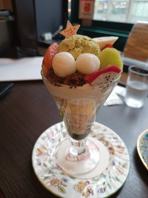 Matcha parfait at Vegan Fruits Cafe Tamaru in Hiroshima