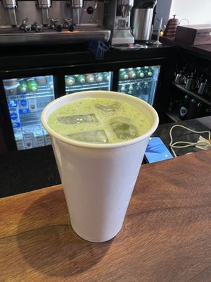 matcha latte   at Mandala Society in Marrakech