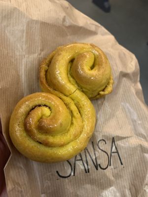 Saffron bun (only available in Christmas time)  at Sansa in Malmo