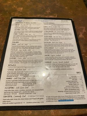 Menu  at cafegSC in Santa Cruz