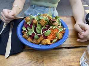 Nourish bowl with added Tempeh.  at cafegSC in Santa Cruz