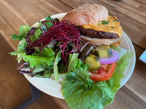 Black Bean Burger at cafegSC in Santa Cruz