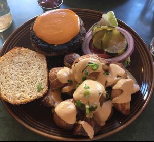 vegan burger  at cafegSC in Santa Cruz