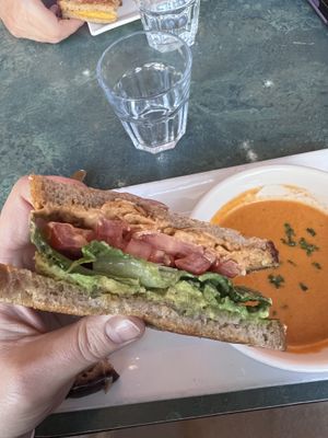 BLT with soup of the day  at cafegSC in Santa Cruz