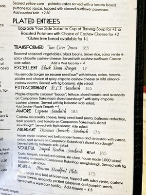 Plated entrees at cafegSC in Santa Cruz