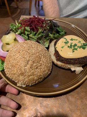 Black bean burger at cafegSC in Santa Cruz
