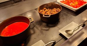 Bakes beans, mushrooms, grilled tomatoes at The Celtic Manor Resort in Newport