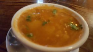 Alu tama bodi soup (fermented bamboo, black eyed peas, potato, spices) at Gorkha Palace in Minneapolis