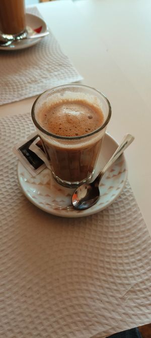 Masala milk tea with Almond Milk at Mani's in Faro