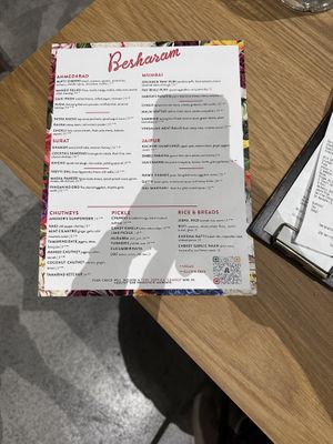 Manu. * is vegan ** is gluten free    at Besharam in San Francisco