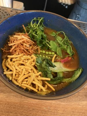 Dhokli: yuba lime and coconut soup  at Besharam in San Francisco