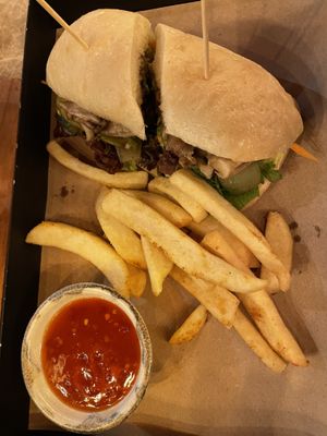 This was the vegan oyster mushroom sandwich. They stop serving this after lunch, but went out of their way to make it for us when we went there for dinner.   at Soffy's Kitchen in Goreme