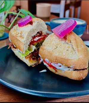 Lonche de pierna estilo Jalisco. at Hipatia Café in Guadalajara